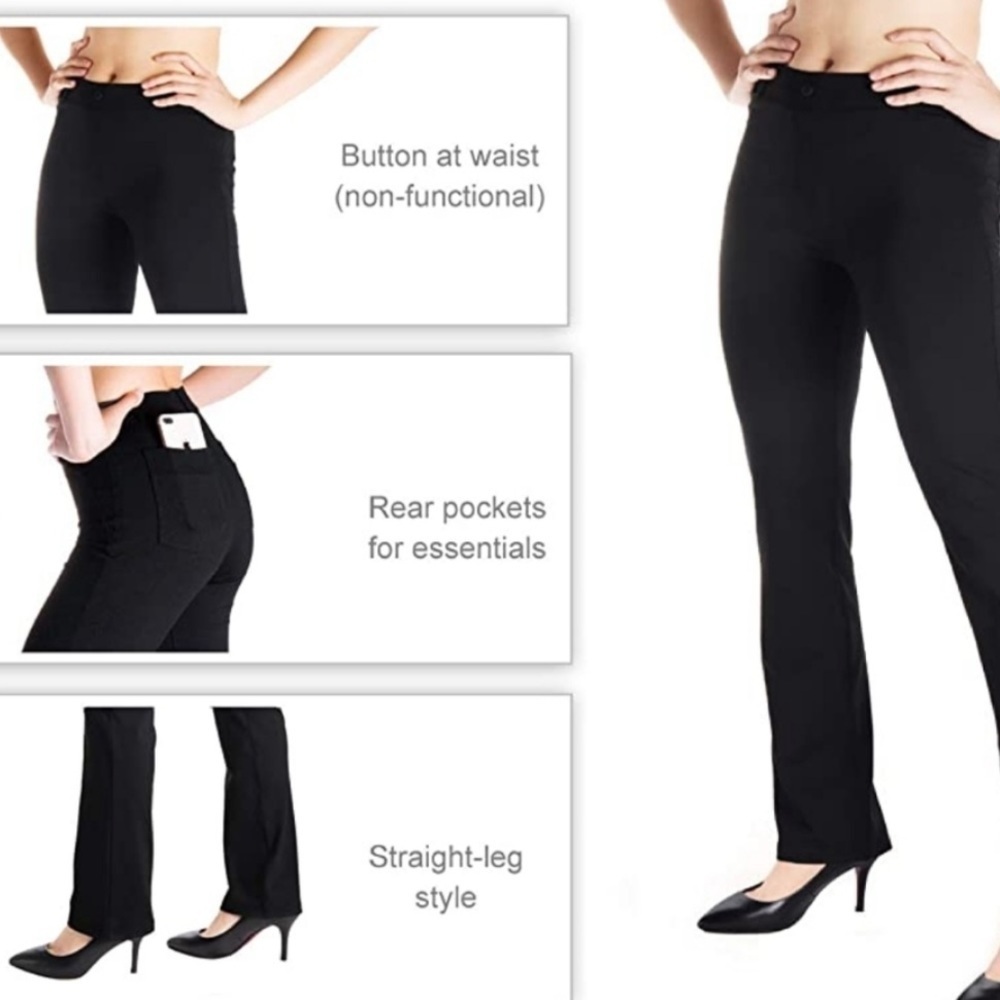 Yogipace NEW Black Stretch Pull On Straight Leg Yoga Dress Pants Womens XXL - Picture 3 of 12